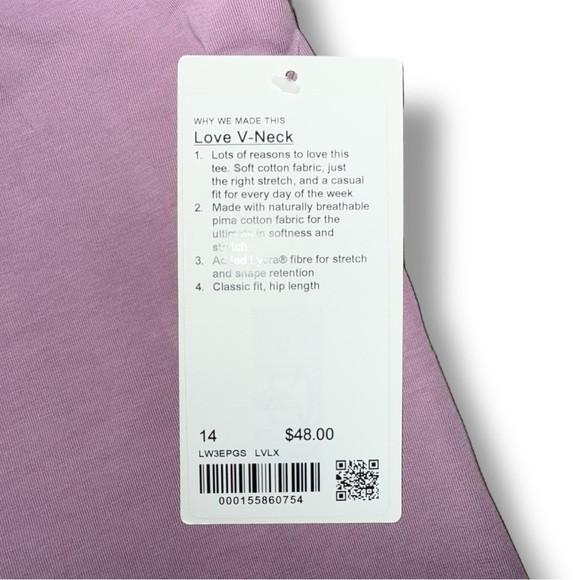 NWT LULULEMON Love V-Neck - Size 14 Lavender Lux - Picture 7 of 13